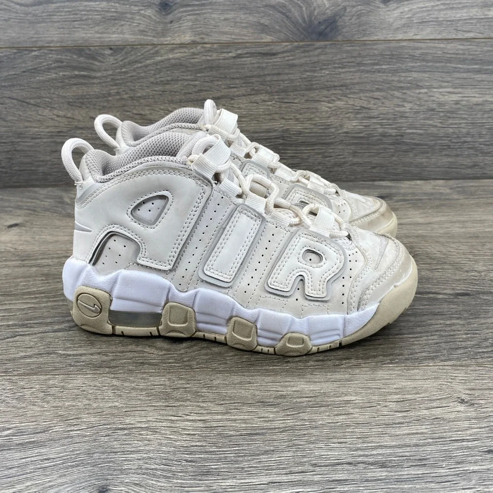 Nike Air More Uptempo Kids Size 1.5Y Beige Light Bone Retro Basketball Sneakers